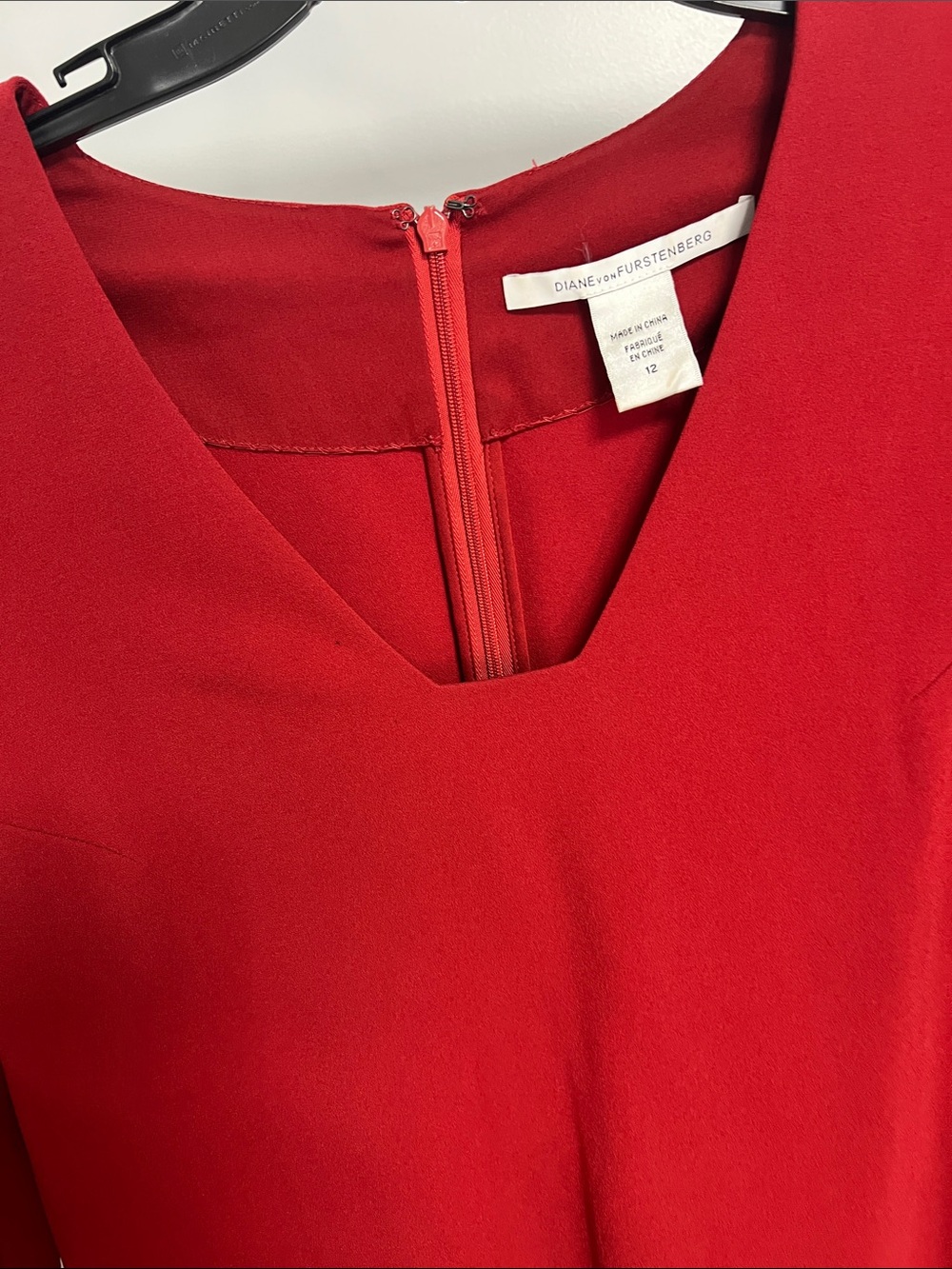 Diane Von Furstenberg Crimson Red Long Sleeve Ruffle Cuff Dress - Picture 4 of 6